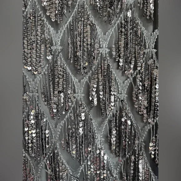 Lulus On a the Dance Floor Silver Sequin Fringe Shift Dress size Small - Picture 10 of 12